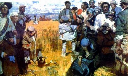 《淚水灑滿(mǎn)豐收田》（1976年陳丹青與阿旺曲扎合作）